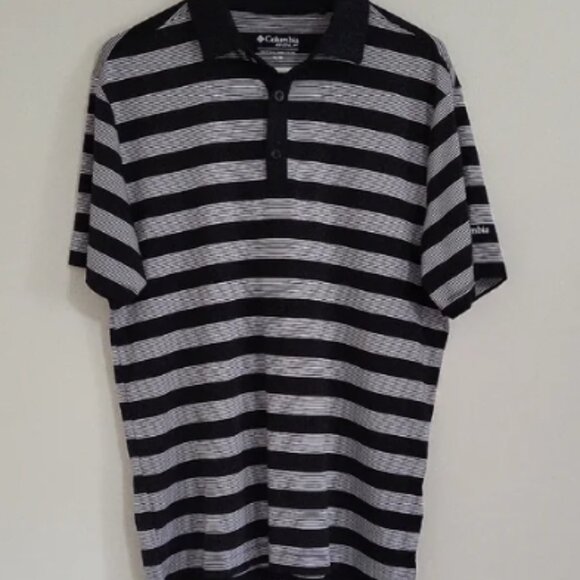 Columbia Golf Men's Polo Shirt in Black and White Stripes - Picture 1 of 7